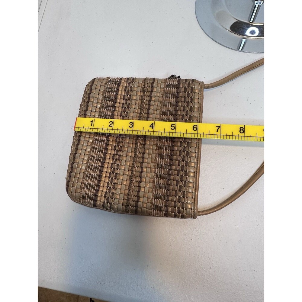 Vintage SHARIF USA Bag 90's Leather Weave Small Roomy Crossbody Purse Zip Dust - Picture 10 of 12